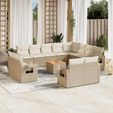 vidaXL 13-delige Loungeset met kussens poly rattan zwart