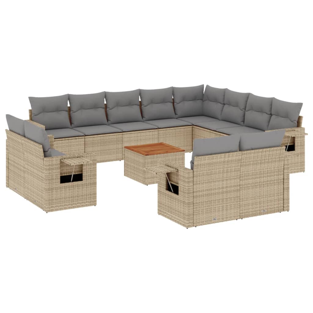 vidaXL 13-delige Loungeset met kussens poly rattan zwart