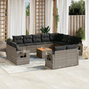 vidaXL 13-delige Loungeset met kussens poly rattan zwart