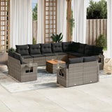 vidaXL 13-delige Loungeset met kussens poly rattan zwart