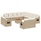 vidaXL 14-delige Loungeset met kussens poly rattan zwart