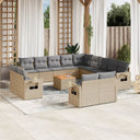 vidaXL 14-delige Loungeset met kussens poly rattan zwart