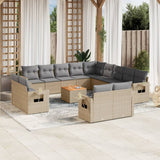 vidaXL 14-delige Loungeset met kussens poly rattan zwart