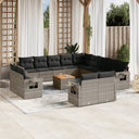 vidaXL 14-delige Loungeset met kussens poly rattan zwart
