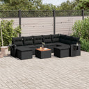 vidaXL 10-Piece Lounge Set with Cushions Poly Rattan Black