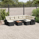 vidaXL 10-Piece Lounge Set with Cushions Poly Rattan Black