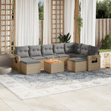 vidaXL 10-Piece Lounge Set with Cushions Poly Rattan Black