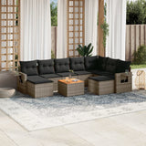 vidaXL 10-Piece Lounge Set with Cushions Poly Rattan Black