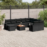 vidaXL 11-Piece Lounge Set with Cushions Poly Rattan Black