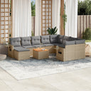 vidaXL 11-Piece Lounge Set with Cushions Poly Rattan Black