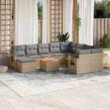 vidaXL 11-Piece Lounge Set with Cushions Poly Rattan Black