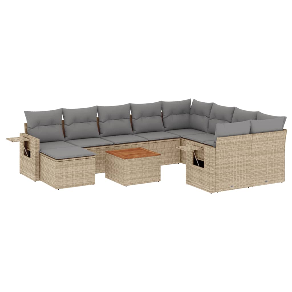 vidaXL 11-Piece Lounge Set with Cushions Poly Rattan Black