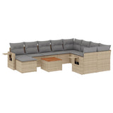 vidaXL 11-Piece Lounge Set with Cushions Poly Rattan Black