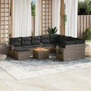 vidaXL 11-Piece Lounge Set with Cushions Poly Rattan Black