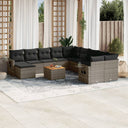 vidaXL 12-delige Loungeset met kussens poly rattan zwart