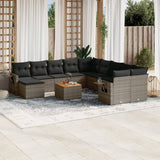 vidaXL 12-delige Loungeset met kussens poly rattan zwart