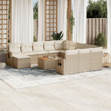 vidaXL 13-delige Loungeset met kussens poly rattan zwart