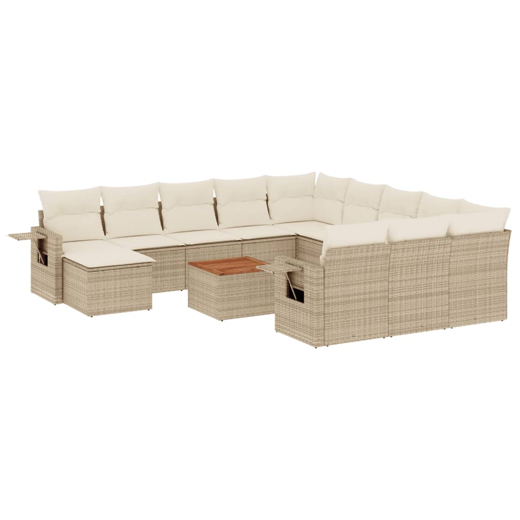 vidaXL 13-delige Loungeset met kussens poly rattan zwart