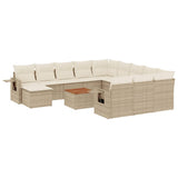vidaXL 13-delige Loungeset met kussens poly rattan zwart