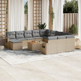 vidaXL 13-delige Loungeset met kussens poly rattan zwart