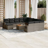 vidaXL 13-delige Loungeset met kussens poly rattan zwart