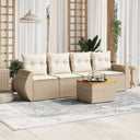 vidaXL 5-delige Loungeset met kussens poly rattan zwart