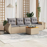 vidaXL 5-delige Loungeset met kussens poly rattan zwart