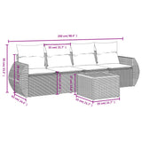 vidaXL 5-delige Loungeset met kussens poly rattan zwart