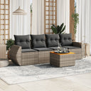 vidaXL 5-delige Loungeset met kussens poly rattan zwart