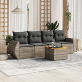vidaXL 5-delige Loungeset met kussens poly rattan zwart