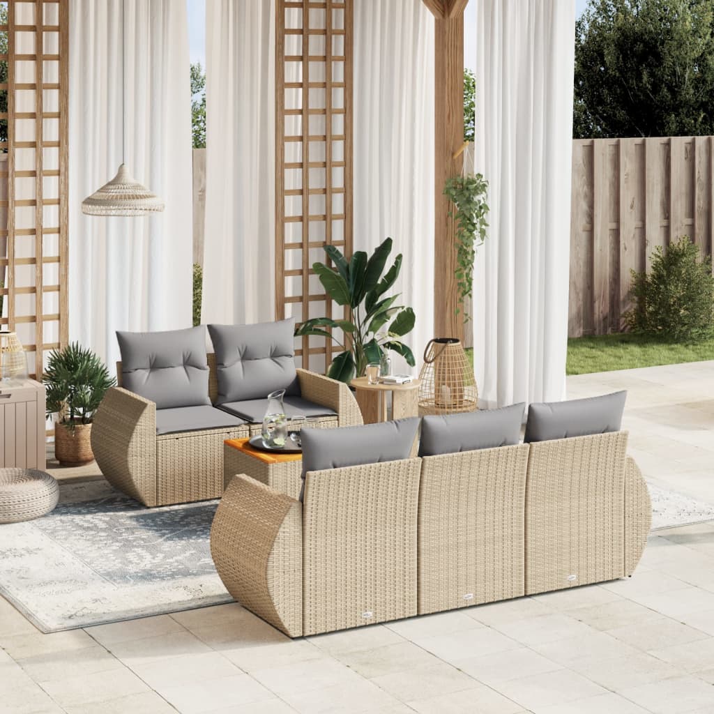 vidaXL 6-Piece Lounge Set with Cushions Poly Rattan Black