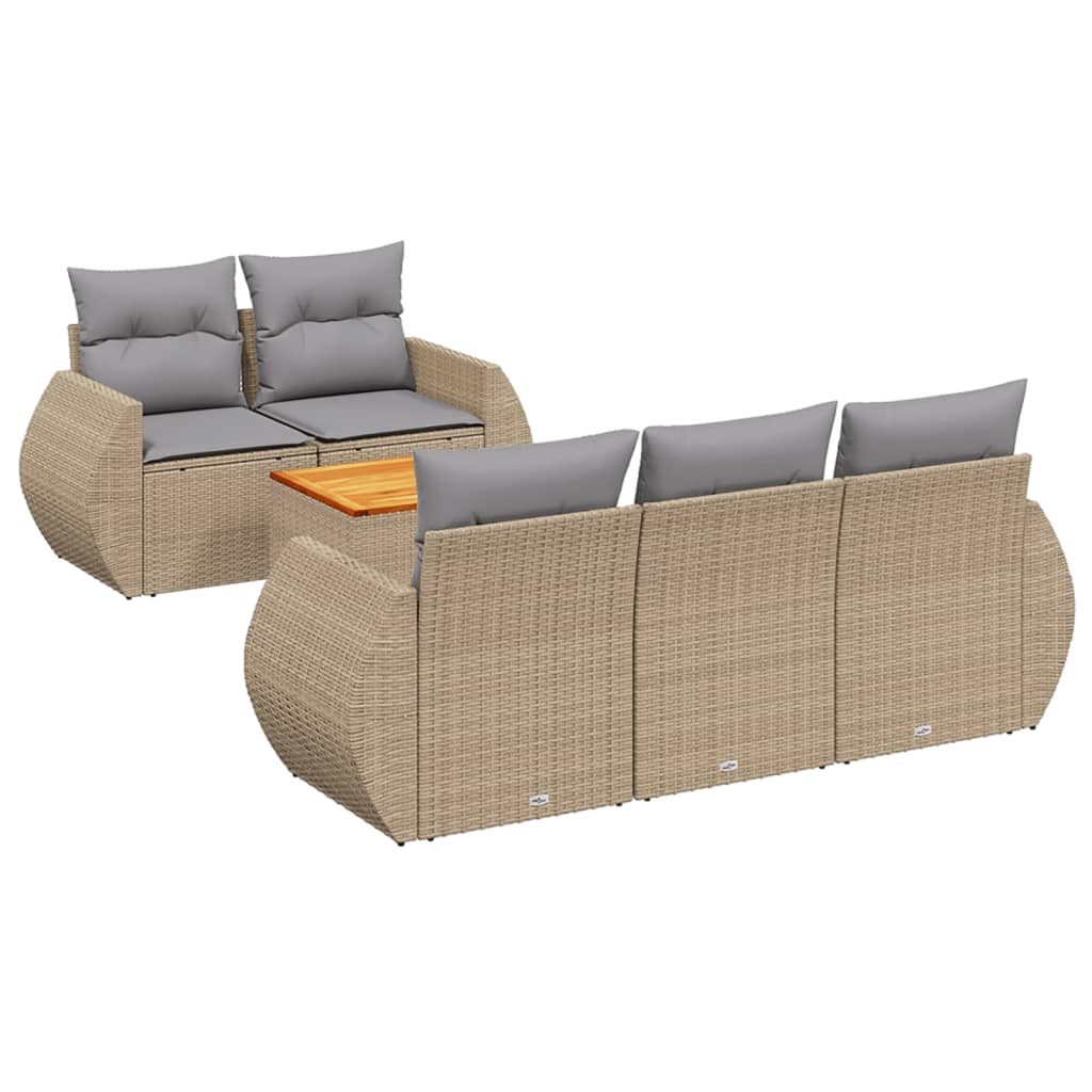 vidaXL 6-Piece Lounge Set with Cushions Poly Rattan Black