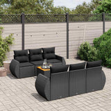 vidaXL 7-delige Loungeset met kussens poly rattan zwart