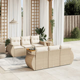 vidaXL 7-delige Loungeset met kussens poly rattan zwart