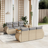 vidaXL 7-delige Loungeset met kussens poly rattan zwart