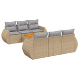 vidaXL 7-delige Loungeset met kussens poly rattan zwart