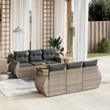 vidaXL 7-delige Loungeset met kussens poly rattan zwart