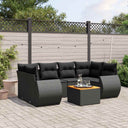 vidaXL 7-Piece Poly Rattan Lounge Set with Cushions Black