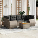 vidaXL 7-Piece Poly Rattan Lounge Set with Cushions Black