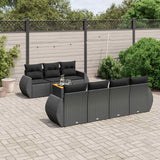 vidaXL 8-Piece Lounge Set with Cushions Poly Rattan Black