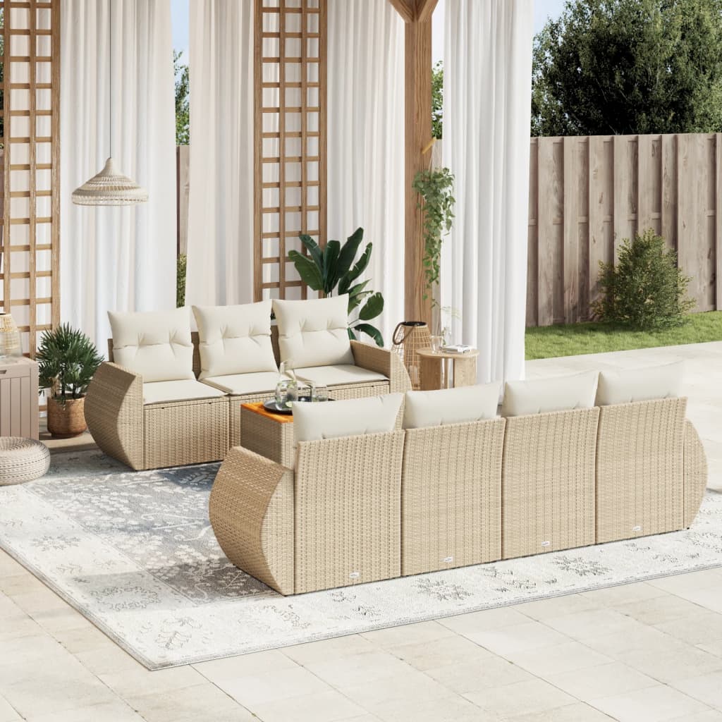 vidaXL 8-Piece Lounge Set with Cushions Poly Rattan Black