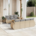 vidaXL 8-Piece Lounge Set with Cushions Poly Rattan Black