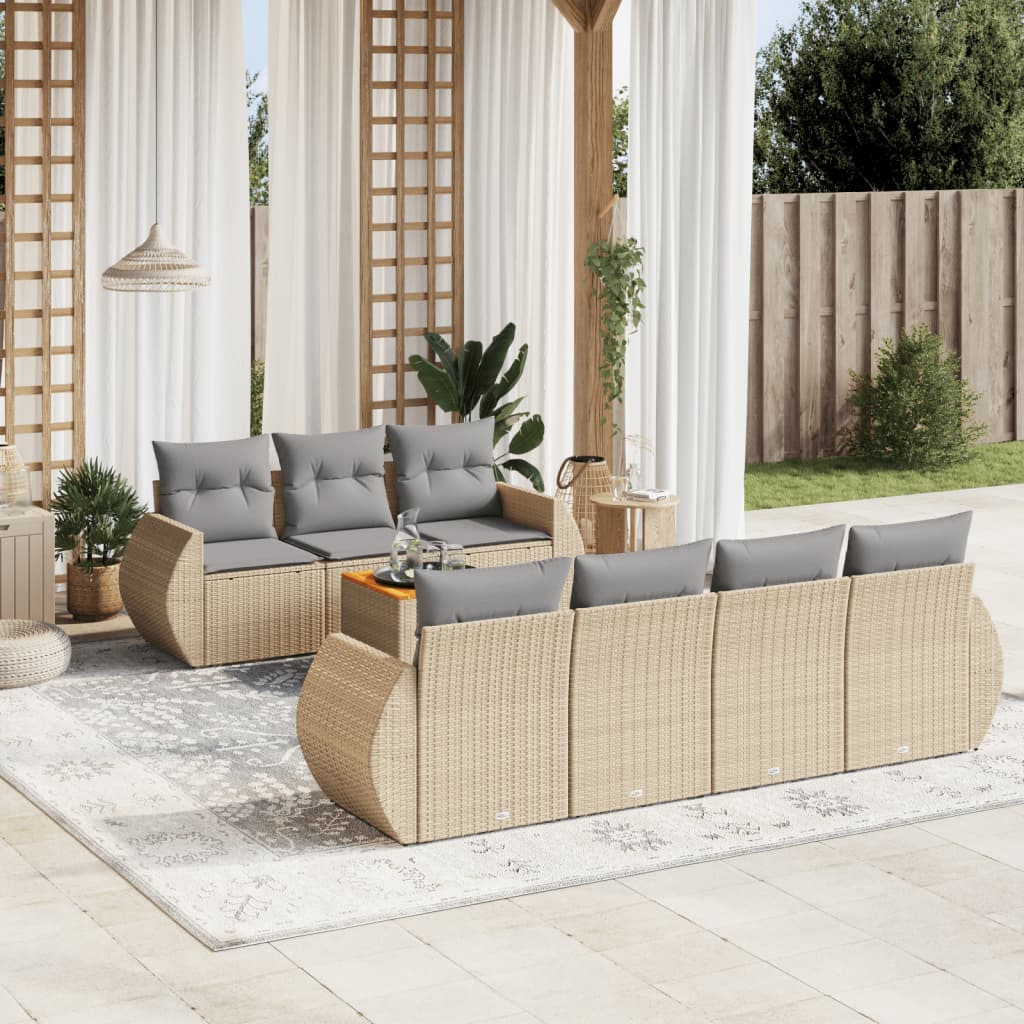 vidaXL 8-Piece Lounge Set with Cushions Poly Rattan Black