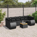 vidaXL 8-Piece Lounge Set with Cushions Poly Rattan Black