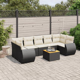 vidaXL 8-Piece Lounge Set with Cushions Poly Rattan Black