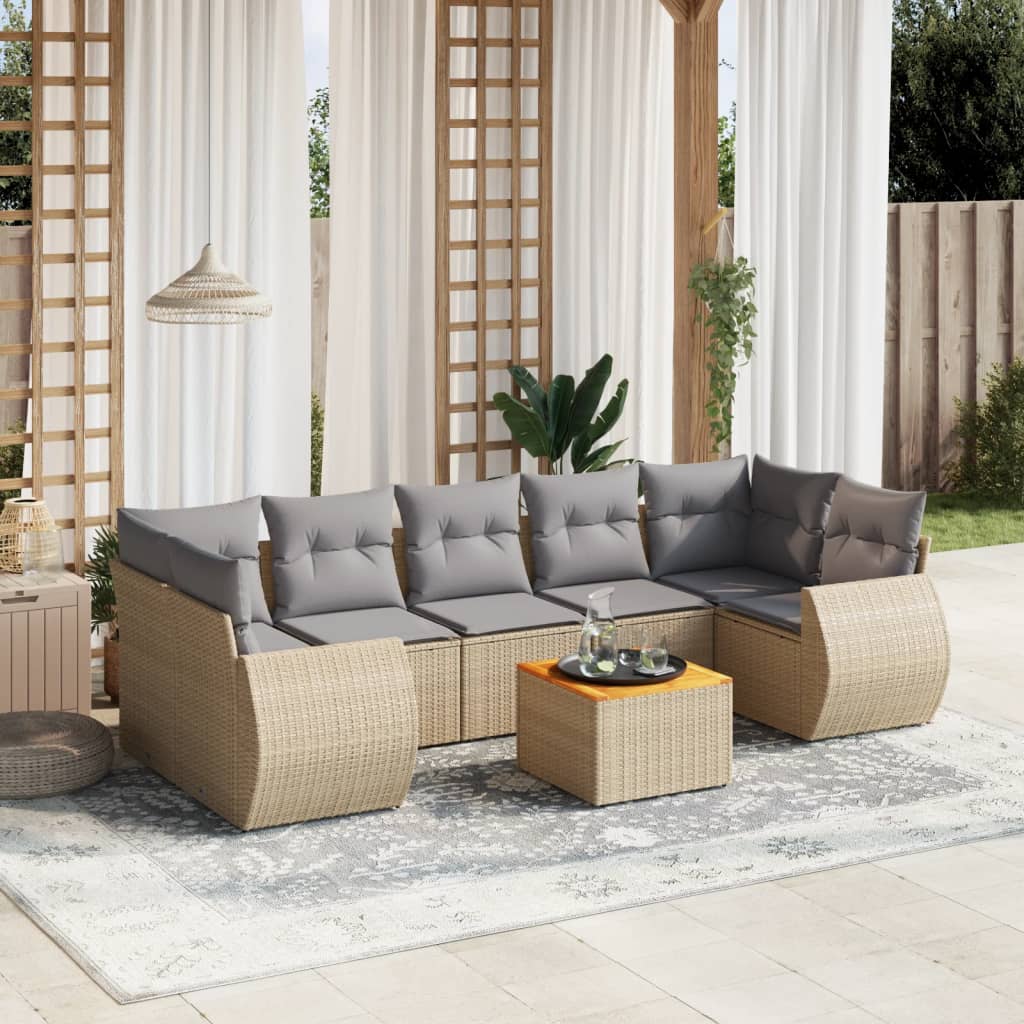 vidaXL 8-Piece Lounge Set with Cushions Poly Rattan Black