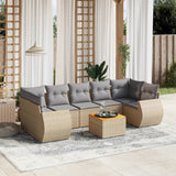 vidaXL 8-Piece Lounge Set with Cushions Poly Rattan Black