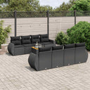 vidaXL 9-delige Loungeset met kussens poly rattan zwart