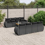 vidaXL 9-delige Loungeset met kussens poly rattan zwart