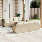 vidaXL 9-delige Loungeset met kussens poly rattan zwart